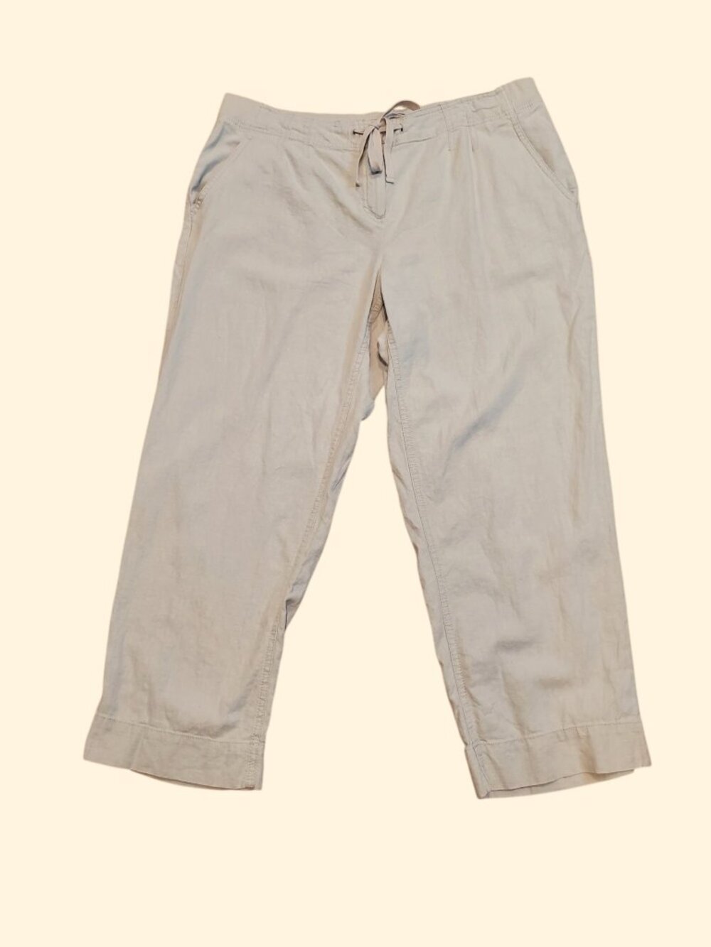 J. Jill Cropped Pants Linen Blend – Light Tan – Size 12